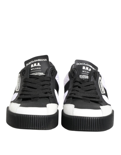 Dolce & Gabbana Black White Leather MIAMI Low Top Sneakers Shoes
