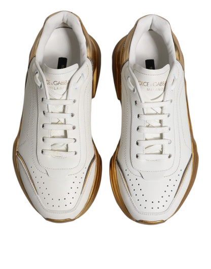 Dolce & Gabbana White Gold Daymaster Low Top Sneakers Shoes