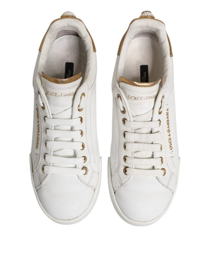 Dolce & Gabbana White Leather Low Top Women Sneakers Shoes