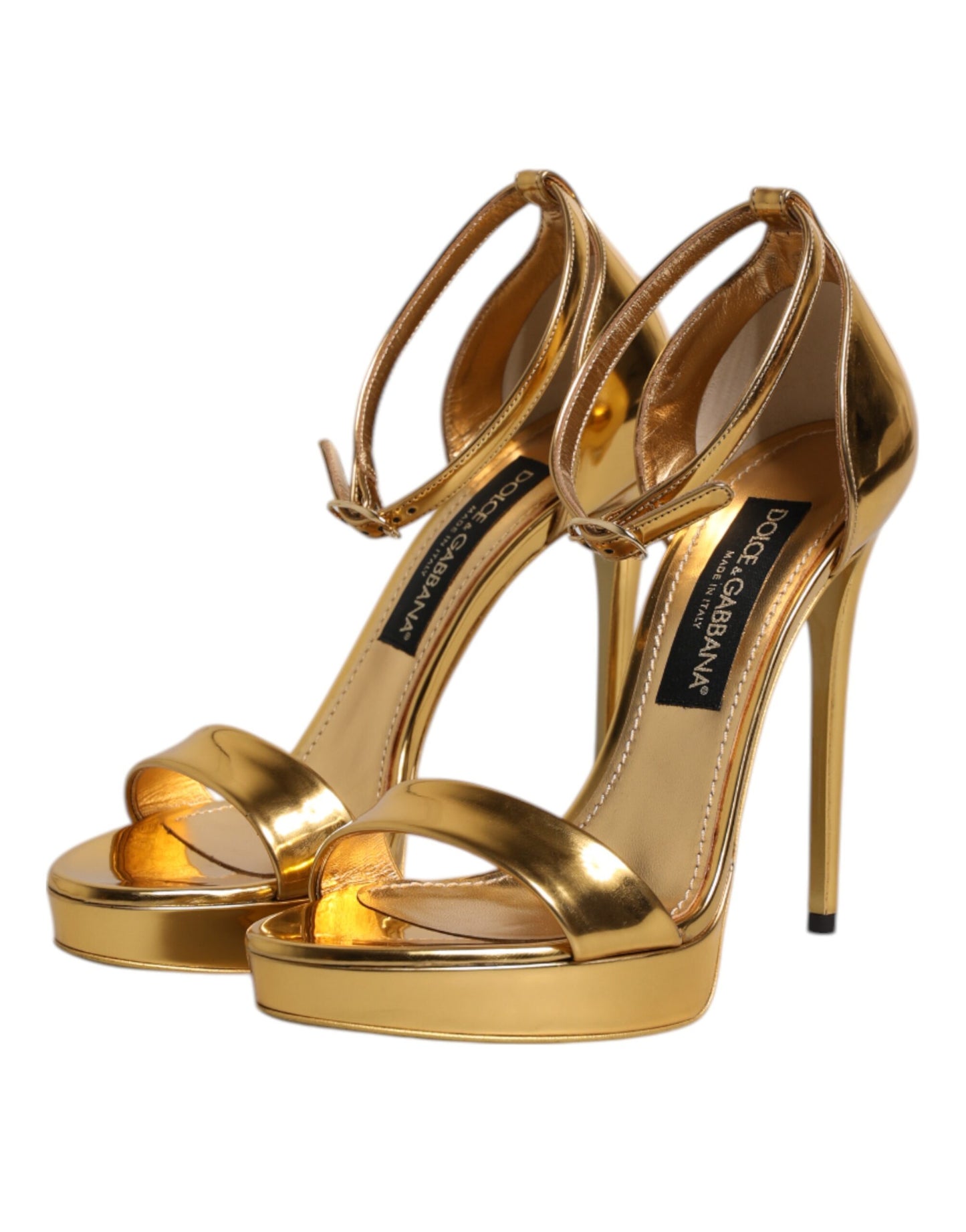 Dolce & Gabbana Gold Leather Platform Keira Sandals Shoes