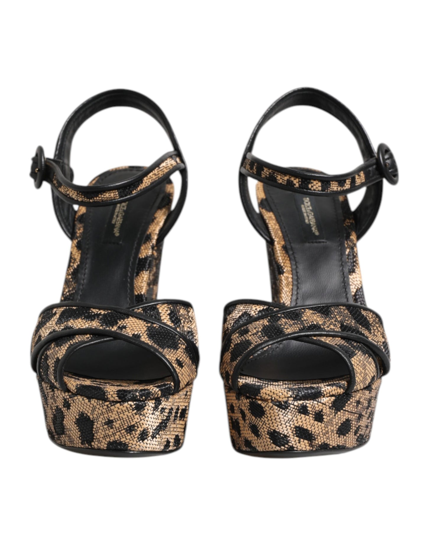 Dolce & Gabbana Brown Leopard Wedges Ankle Strap Sandals Shoes