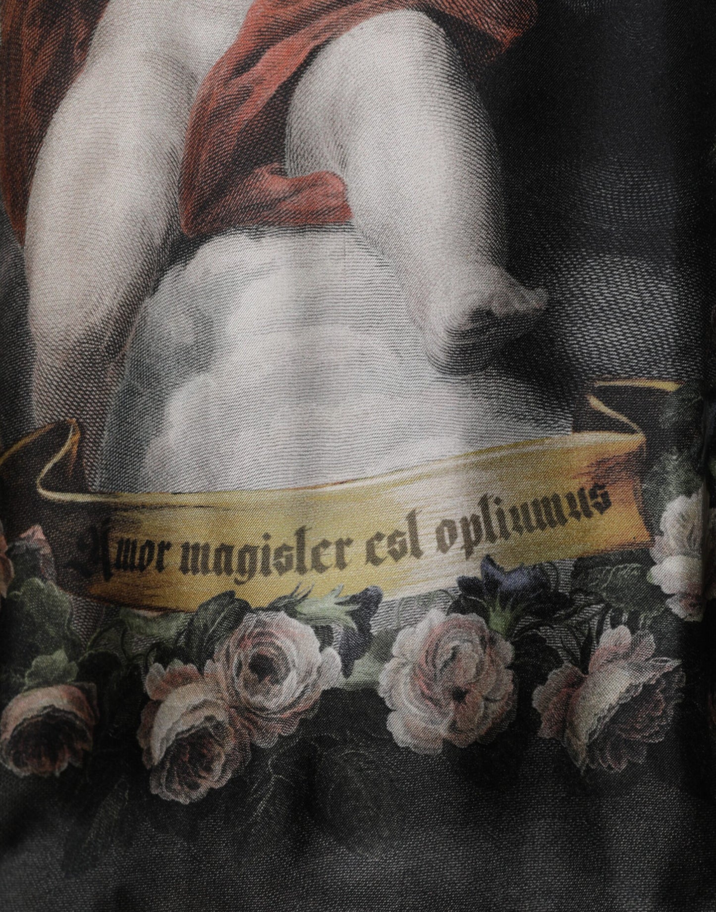 Dolce & Gabbana Black Cashmere Cherub Print Baroque Sweater