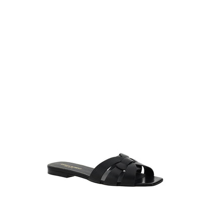 Saint Laurent Black Calf Leather Bos Taurus Sandals