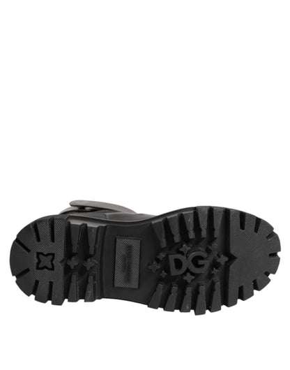 Dolce & Gabbana Black Gold DG Logo Trekking Calf Boots Shoes