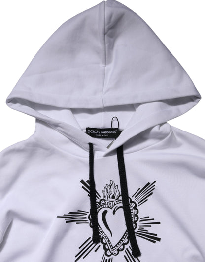 Dolce & Gabbana White Sacred Heart Hooded Sweatshirt Sweater