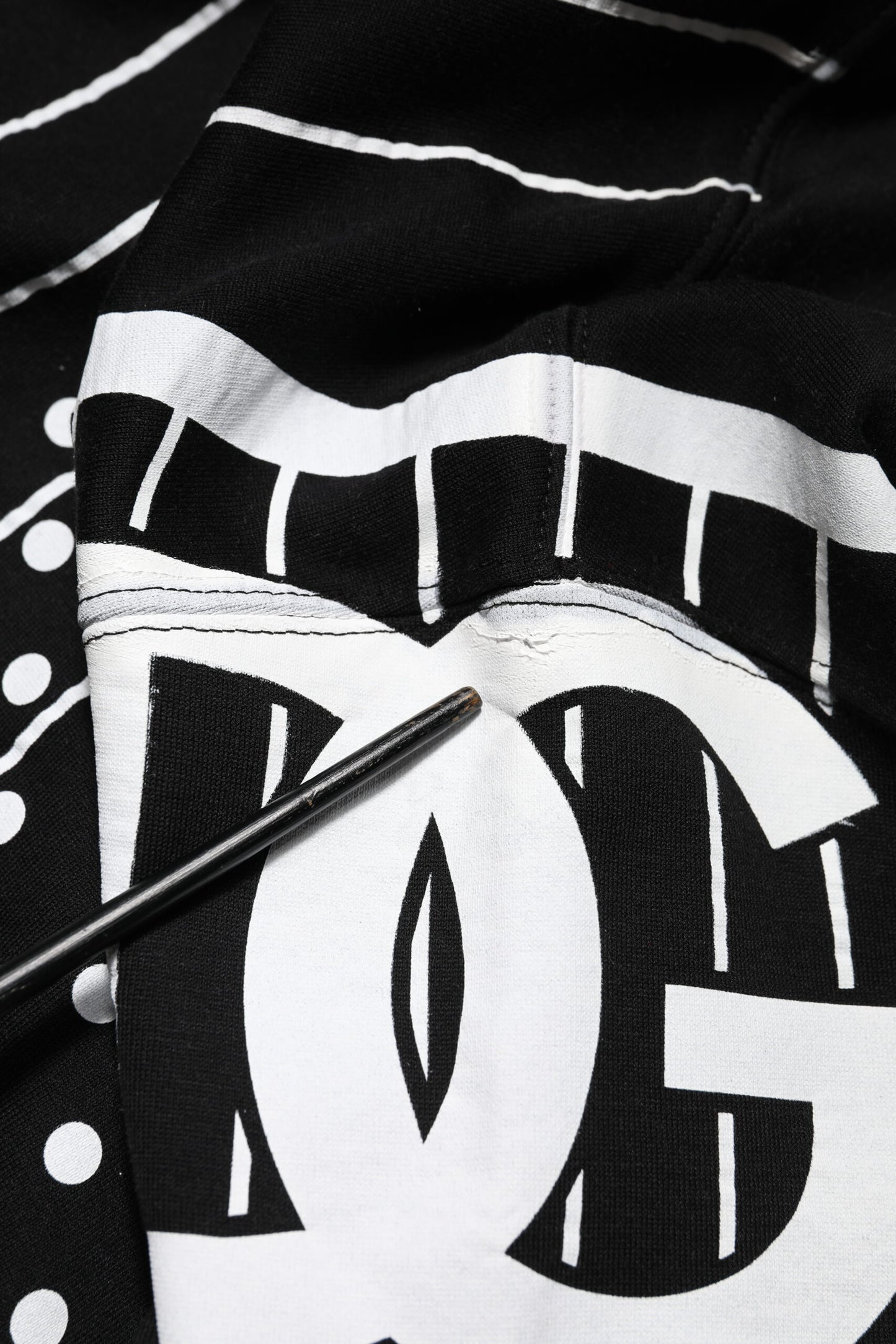 Dolce & Gabbana Black Stripes Hooded Men Sweatshirt Sweater