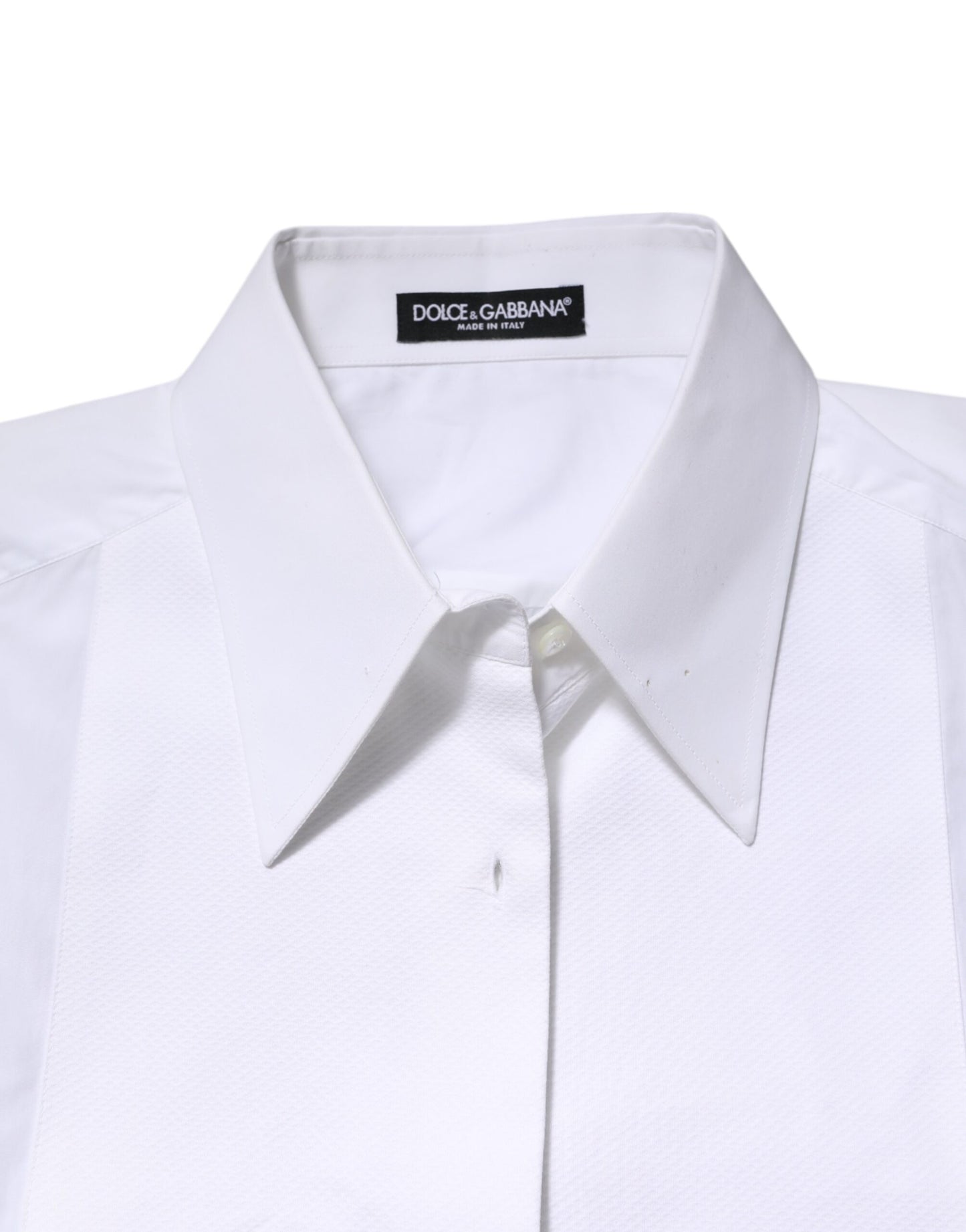 Dolce & Gabbana White Cotton Collared Long Sleeves Shirt Top