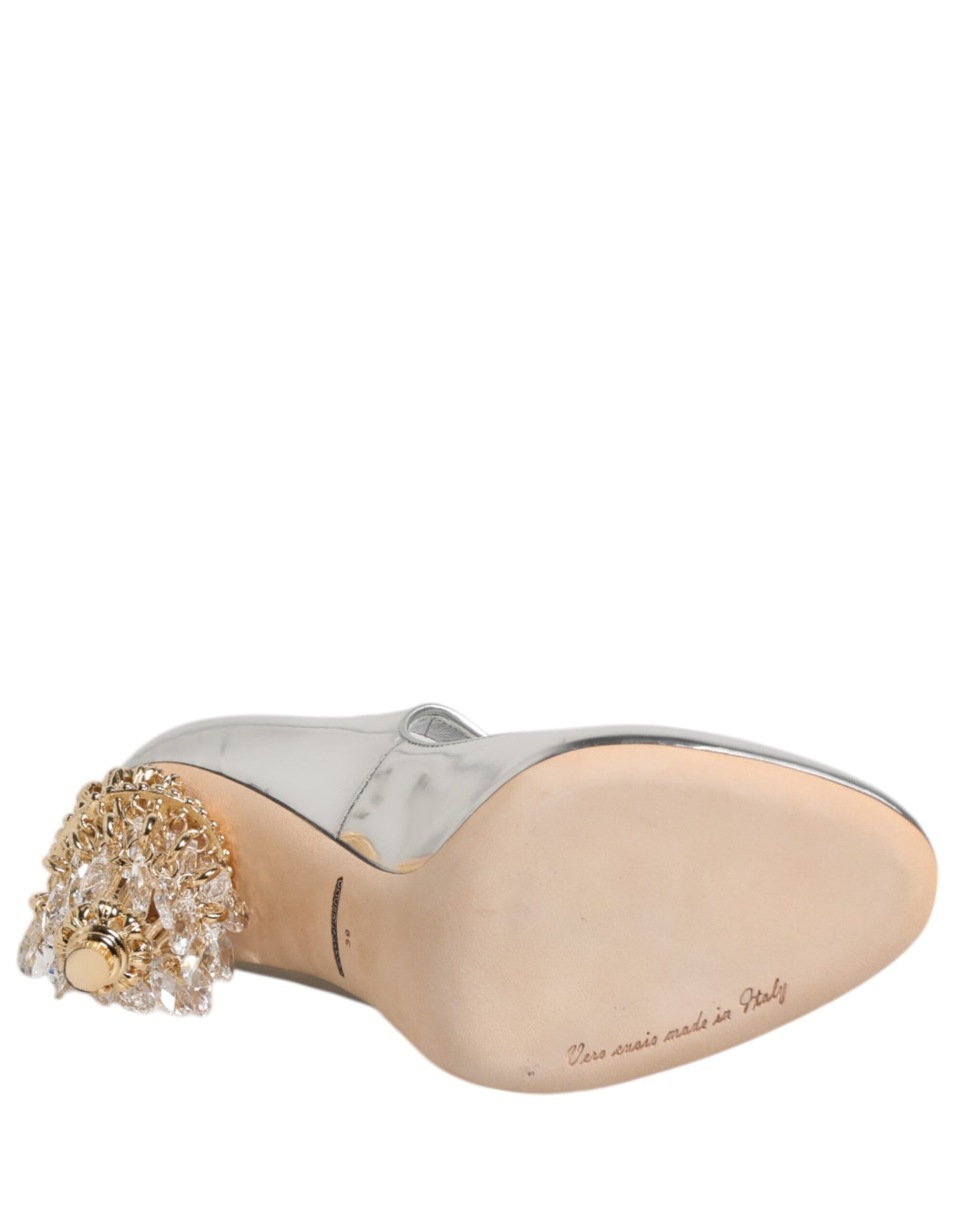 Dolce & Gabbana Silver Chandelier Sculpted Heel Mary Jane Pump Shoes