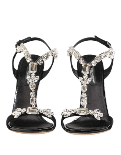 Dolce & Gabbana Black Keira Crystals Heels Sandals Shoes