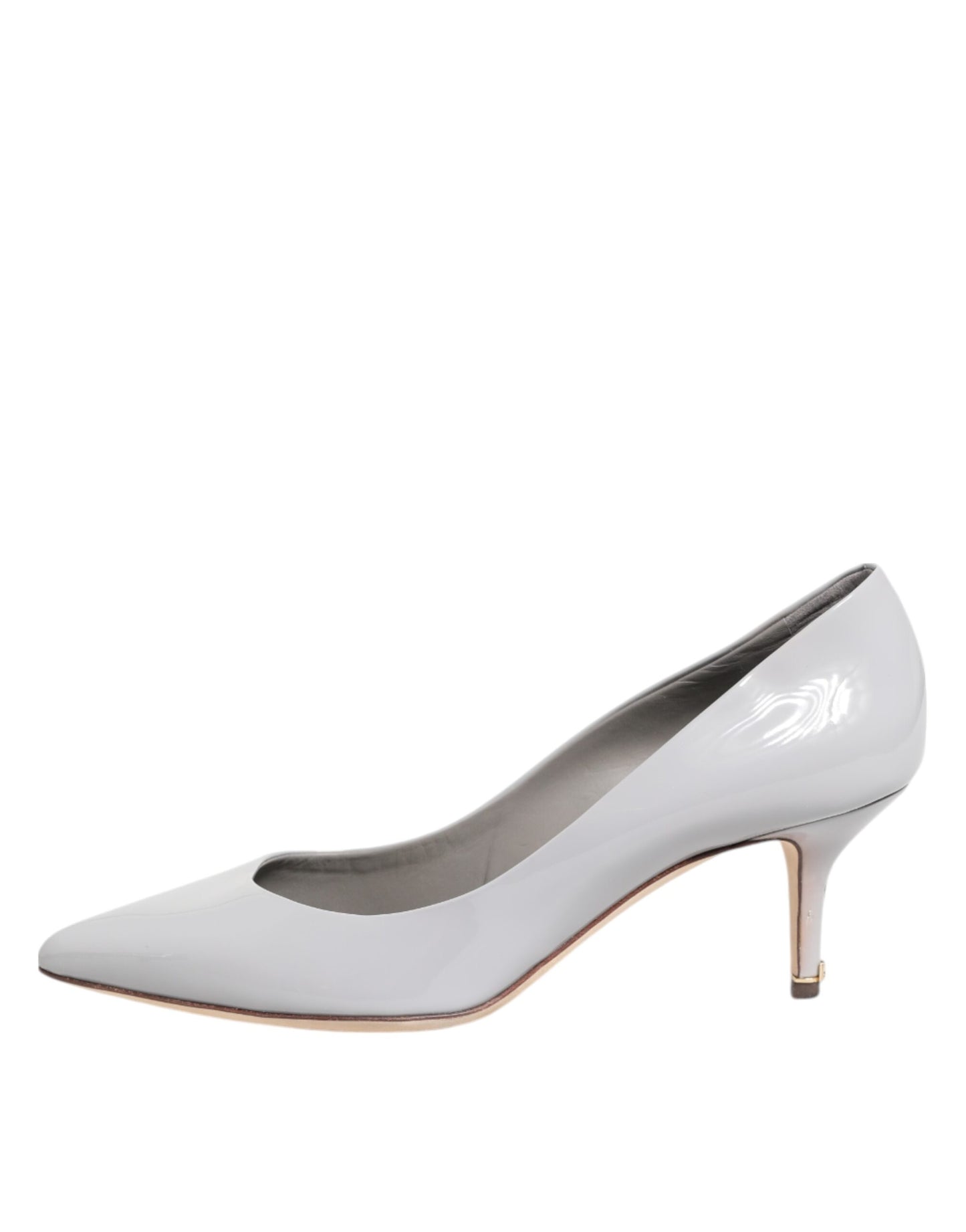 Dolce & Gabbana Light Gray Leather Kitten Heels Pumps Shoes