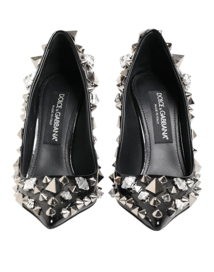 Dolce & Gabbana Black Crystals Studs Stiletto Pumps Shoes