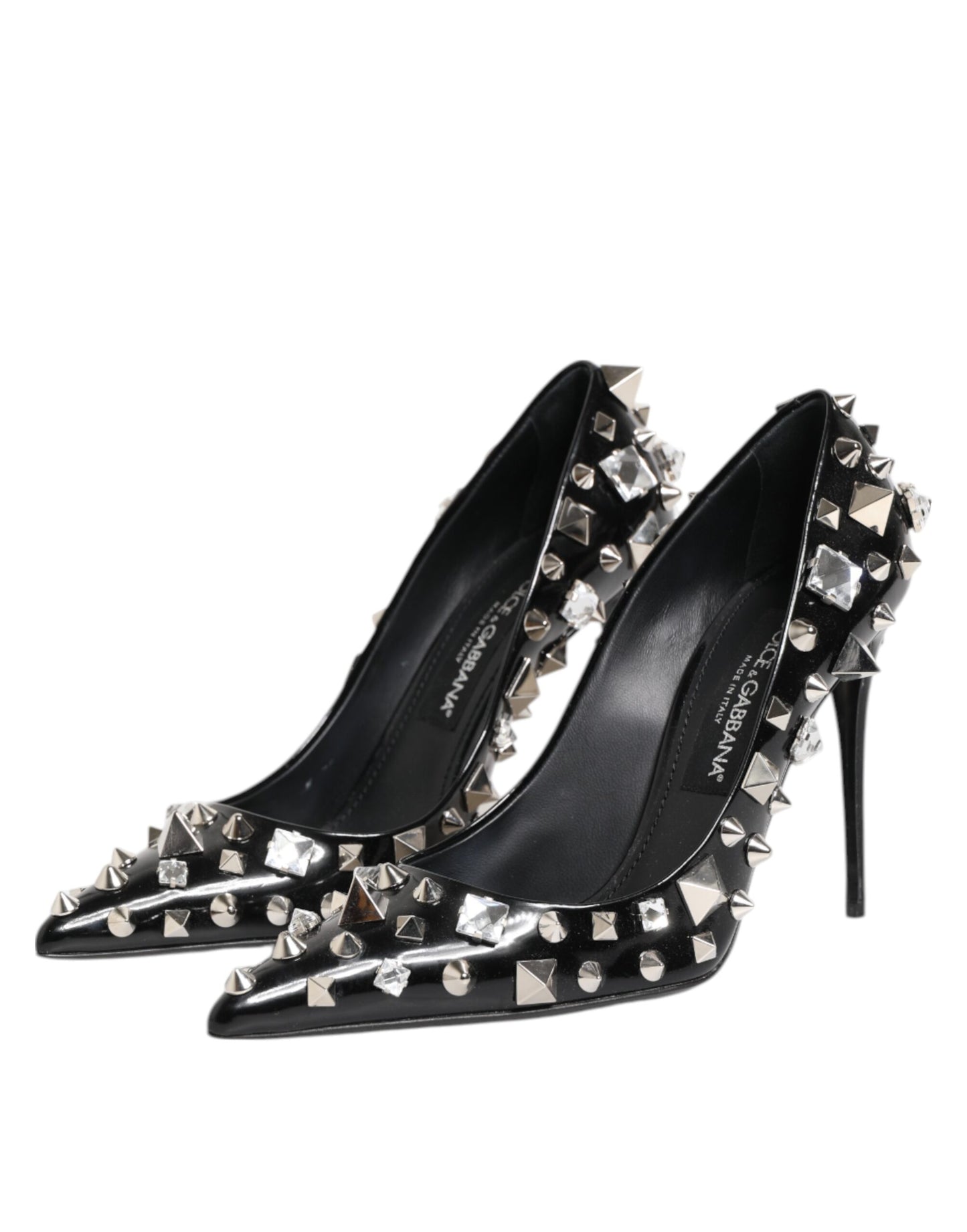 Dolce & Gabbana Black Crystals Studs Stiletto Pumps Shoes