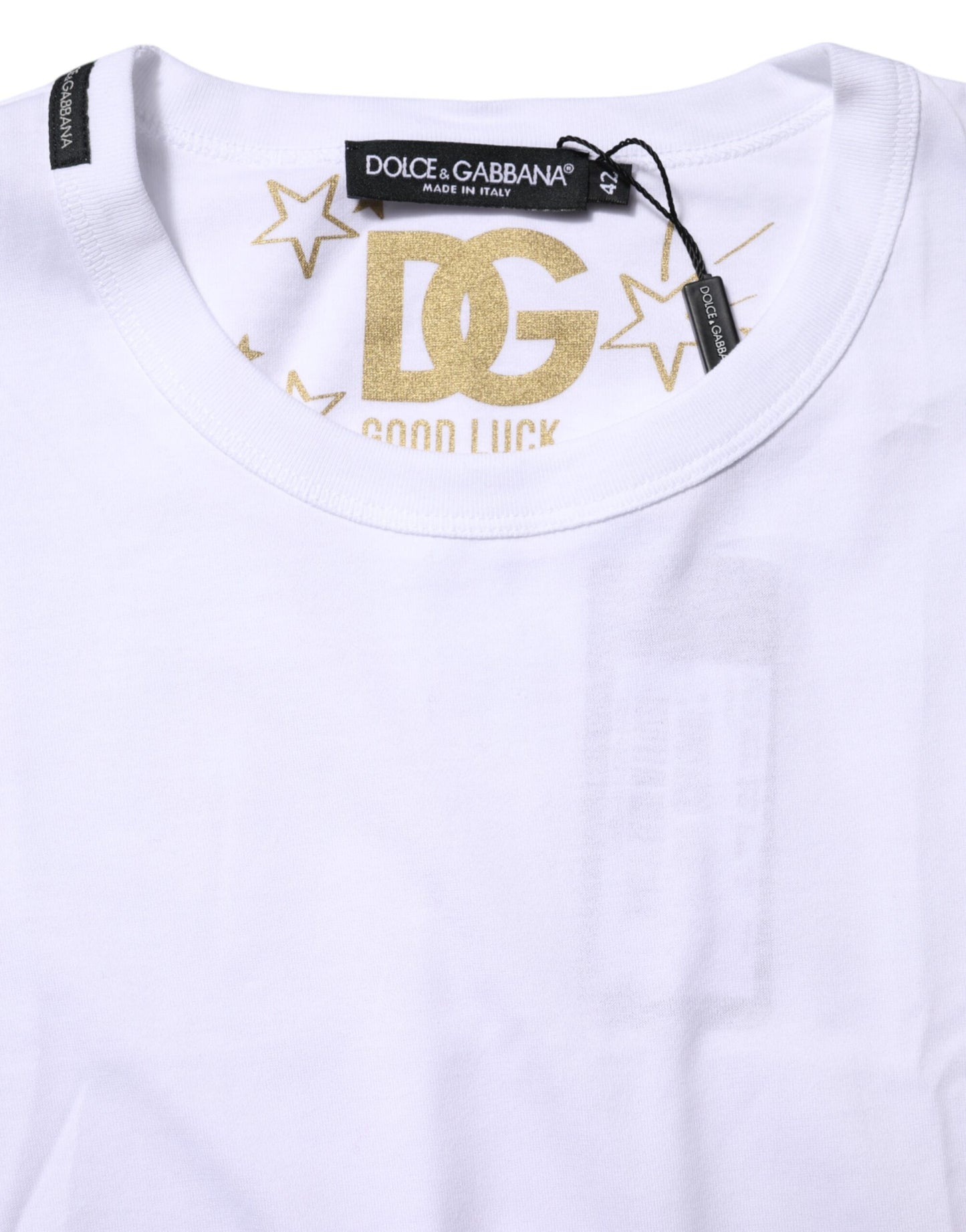 Dolce & Gabbana White Cotton Goodluck 2022 Crew Neck T-shirt