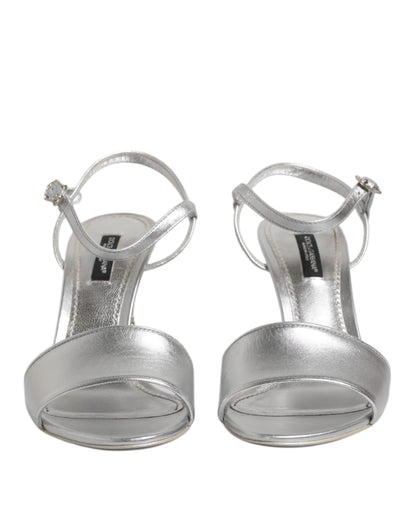 Dolce & Gabbana Silver KEIRA Heels Ankle Strap Sandals Shoes