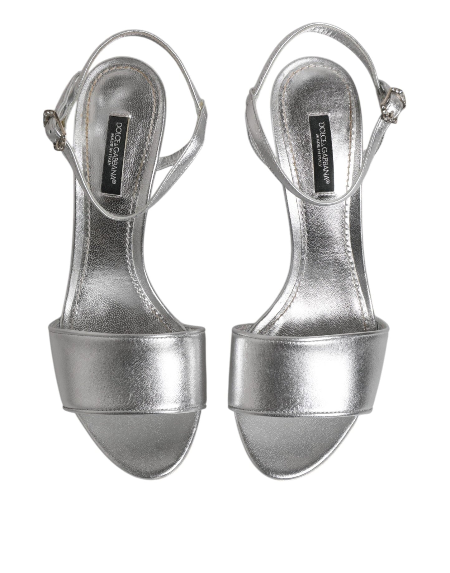 Dolce & Gabbana Silver KEIRA Heels Ankle Strap Sandals Shoes