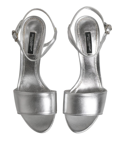 Dolce & Gabbana Silver KEIRA Heels Ankle Strap Sandals Shoes