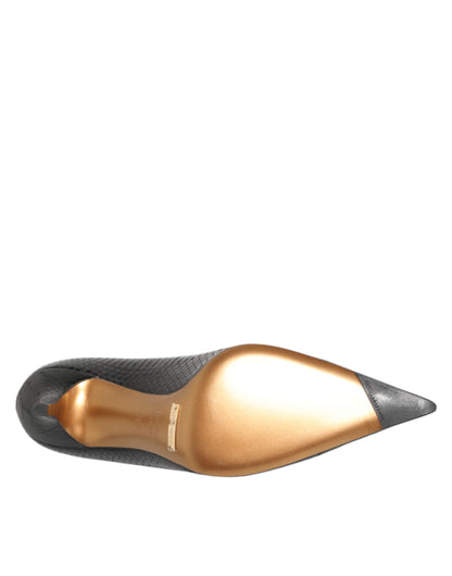 Dolce & Gabbana Black Exotic Leather Stiletto Pumps Shoes