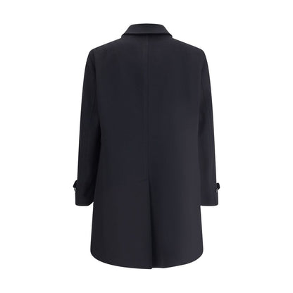 Lardini Black Fleece Wool Trench Coat