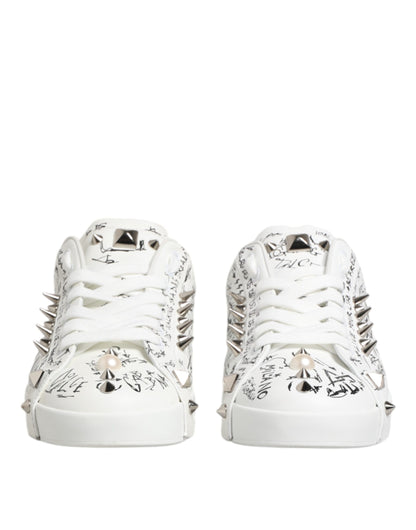 Dolce & Gabbana White Portofino Studded Men Sneakers Shoes