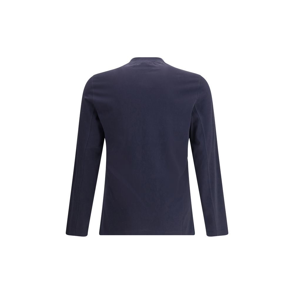 Brunello Cucinelli Blue Cotton Long Sleeve T-Shirt