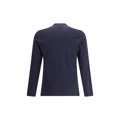 Brunello Cucinelli Blue Cotton Long Sleeve T-Shirt