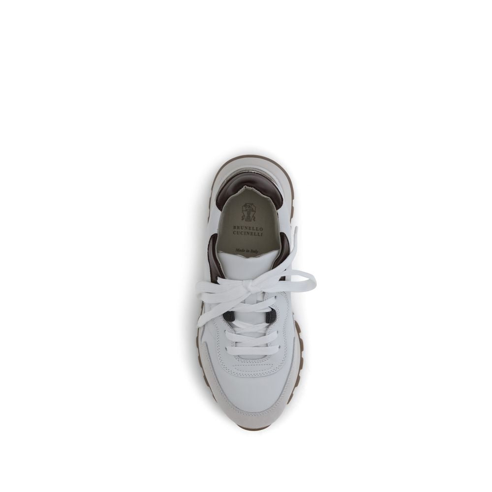 Brunello Cucinelli White Leather Athletic Sneakers