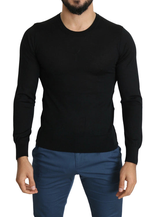 Dolce & Gabbana Black Cashmere Crewneck Pullover Sweater