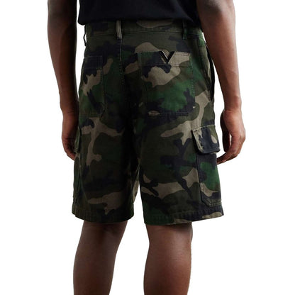 Valentino Green Cotton Cargo Shorts