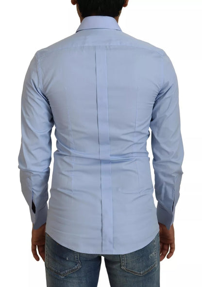 Dolce & Gabbana Light Blue Cotton Slim Fit Dress Shirt