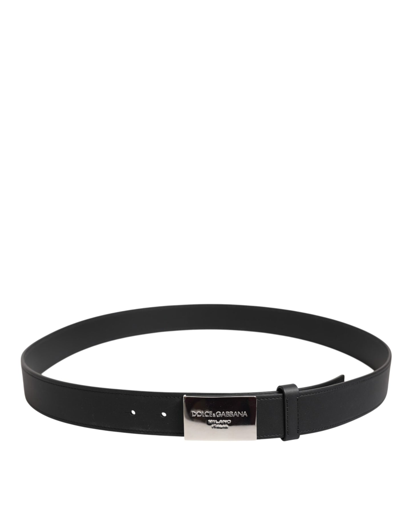 Dolce & Gabbana Black Leather Classic Metal Logo Buckle Belt