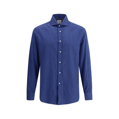 Brunello Cucinelli Blue Cotton Dress Shirt