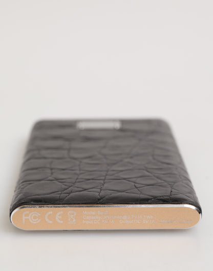 Dolce & Gabbana Black Leather Embossed Skin 3000mAh Power Bank Charger USB