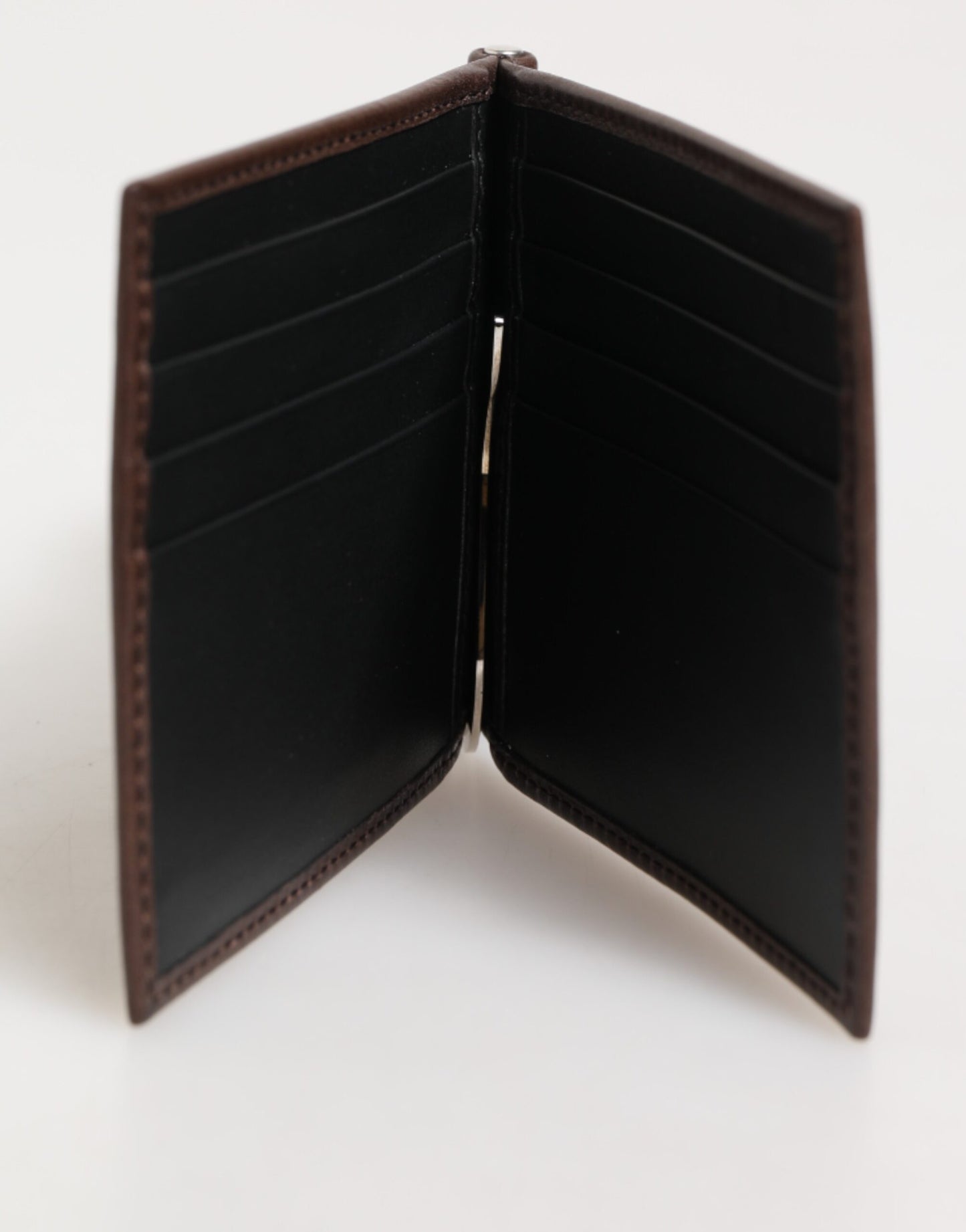 Dolce & Gabbana Brown Leather DG Logo Engrave Bifold Card Holder Wallet