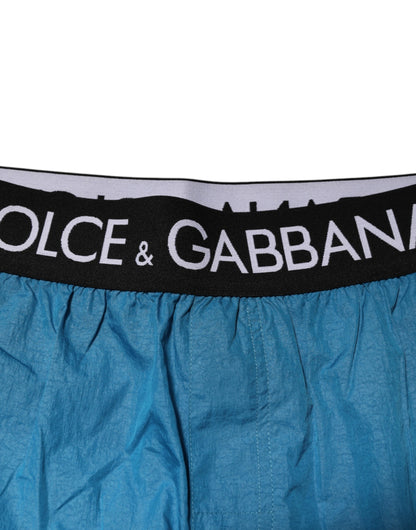 Dolce & Gabbana Blue Logo Waistband Beachwear Shorts Swimwear