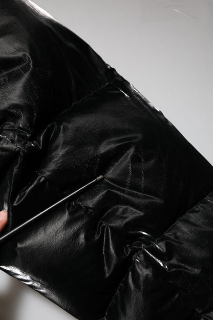 Dolce & Gabbana Black Logo Full Zip Hooded Quilted Jacket