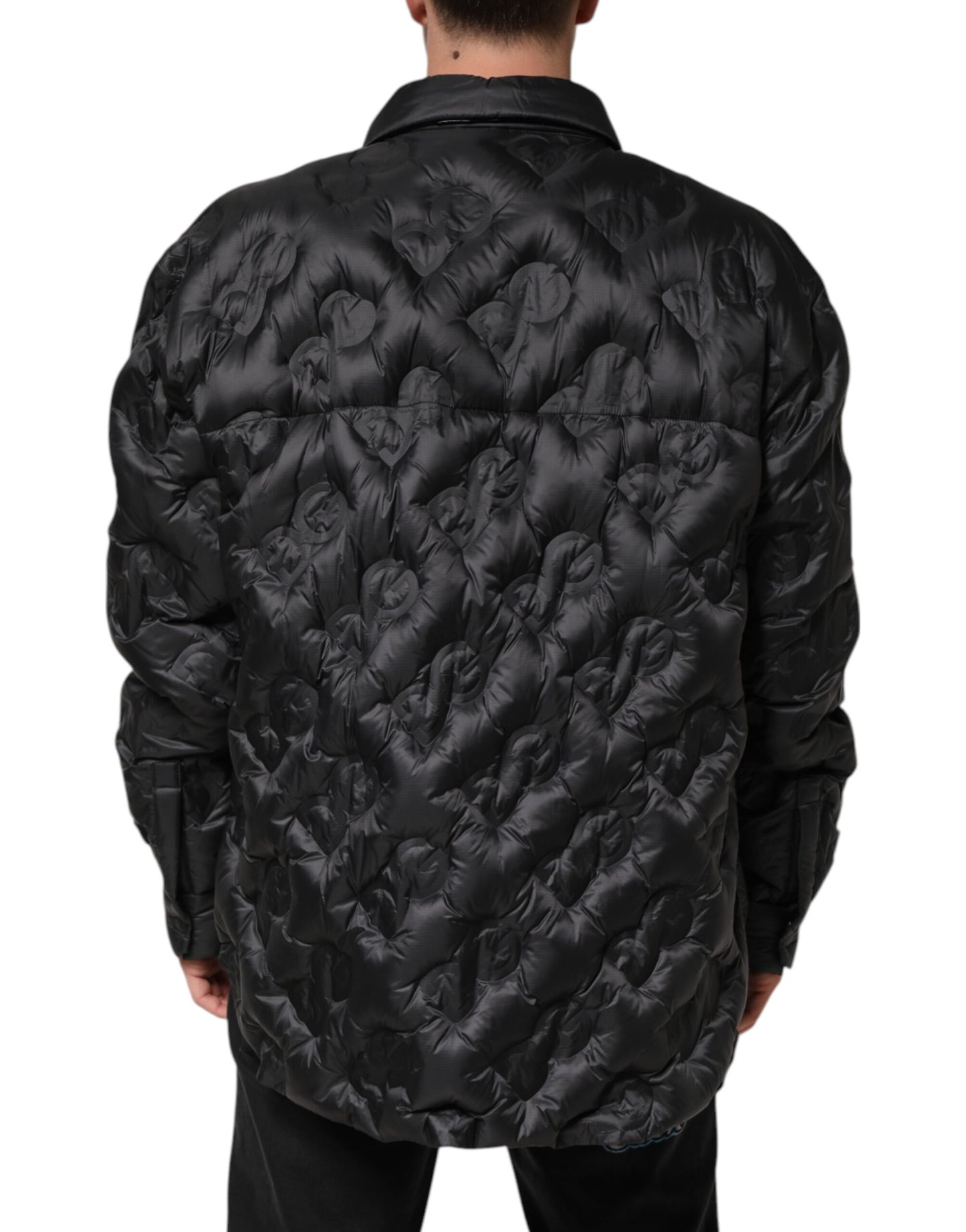 Dolce & Gabbana Black Quilted DG Logo Nylon Puffer Jacket