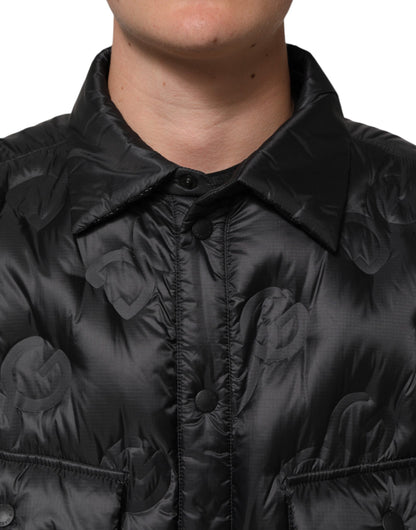 Dolce & Gabbana Black Quilted DG Logo Nylon Puffer Jacket