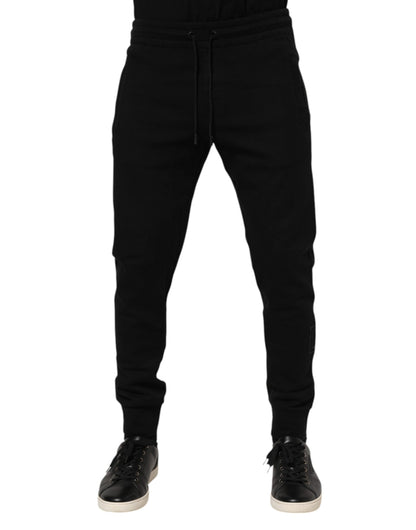 Dolce & Gabbana Black Cotton Jogger Jogging Men Trouser Pants