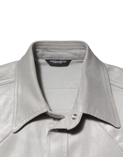 Dolce & Gabbana Metallic Gray Cotton Button Down Men Shirt