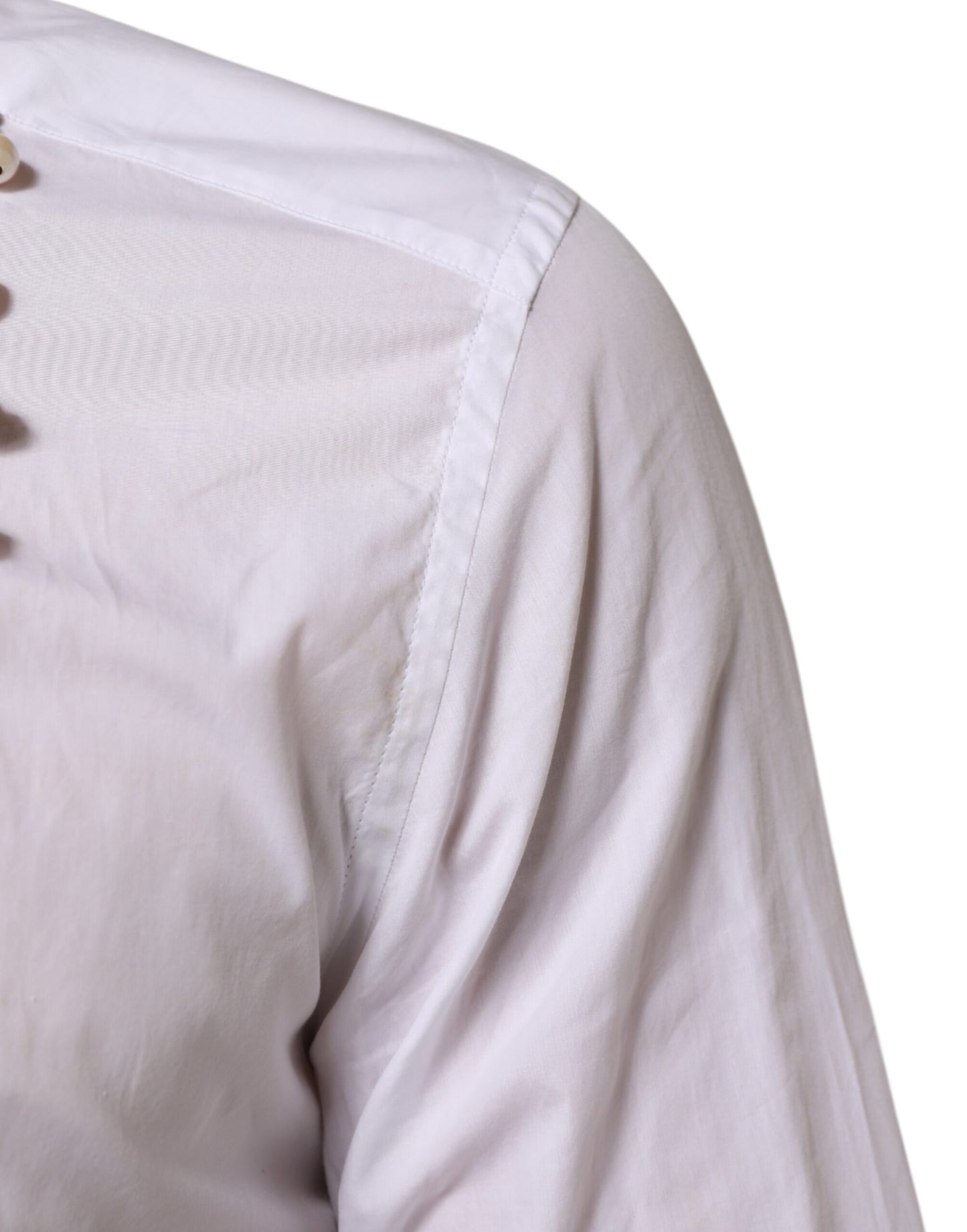 Dolce & Gabbana White Cotton DG Logo Pearl Chain Formal Shirt