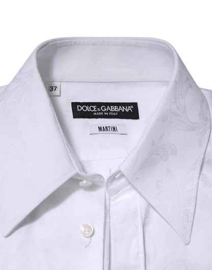 Dolce & Gabbana White Cotton MARTINI Paisley Jacquard Shirt