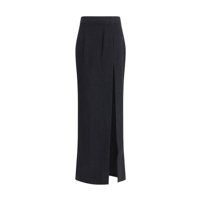 Alessandra Rich Black Wool Long Skirt