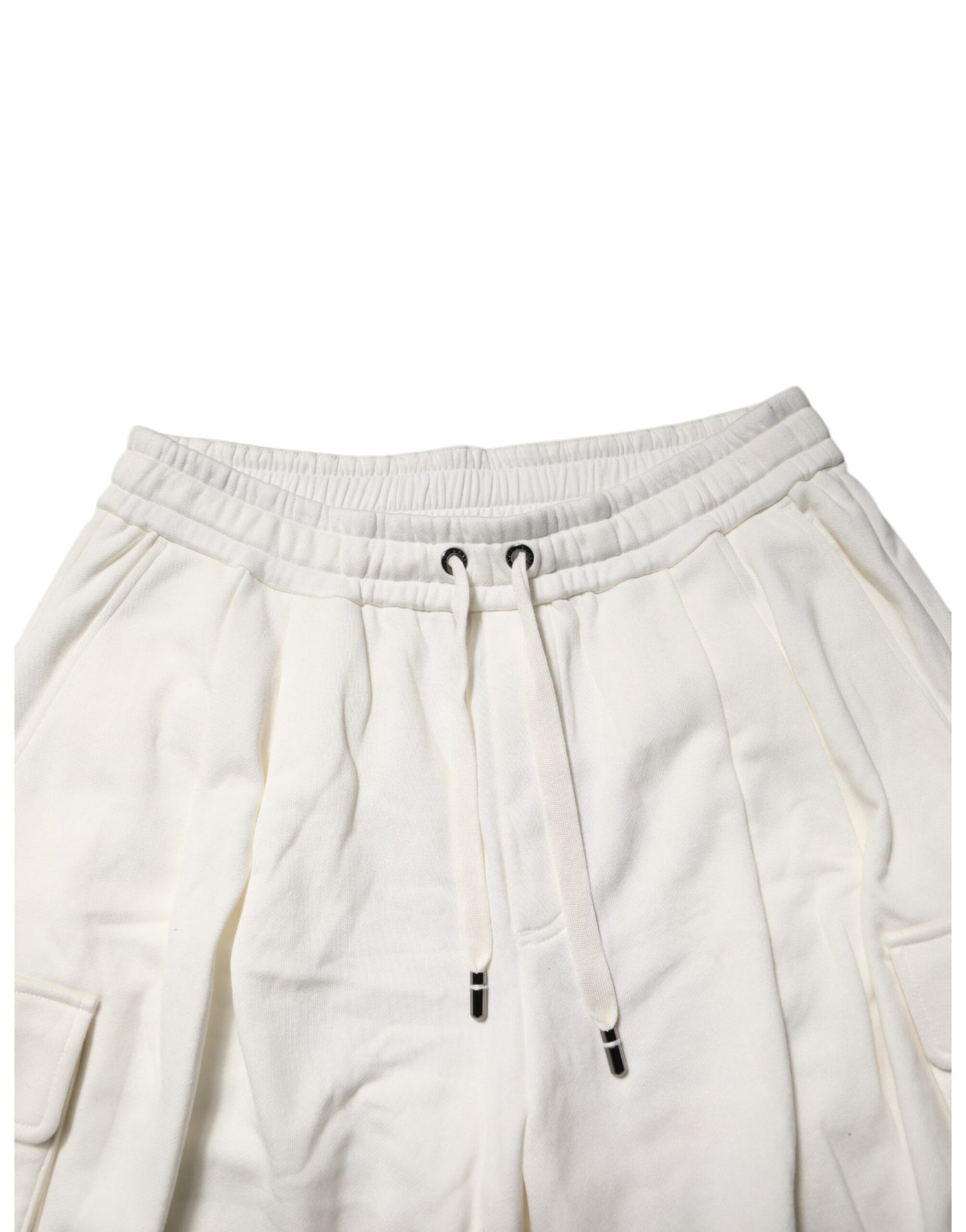 Dolce & Gabbana White Cotton Cargo Bermuda Sweatshorts Shorts