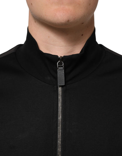 Dolce & Gabbana Black Cotton Logo Full Zip Men Bomber Jacket