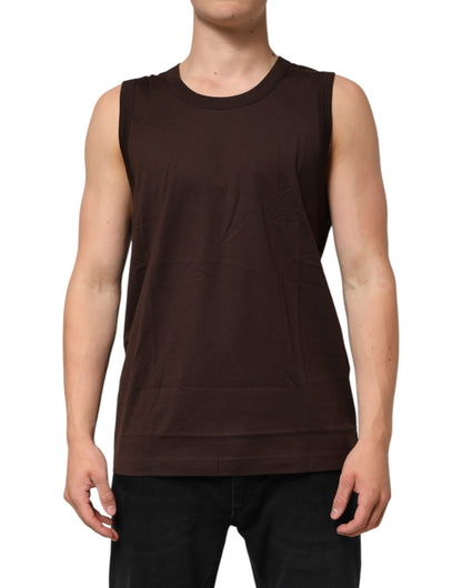 Dolce & Gabbana Brown Cotton Sleeveless Underwear Men Tank Top