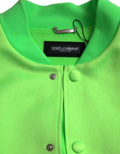 Dolce & Gabbana Neon Green Polyester Long Sleeves Men Bomber Jacket