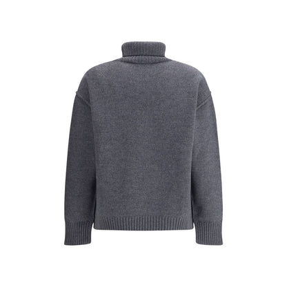 Ami Paris Gray Fleece Wool Turtleneck