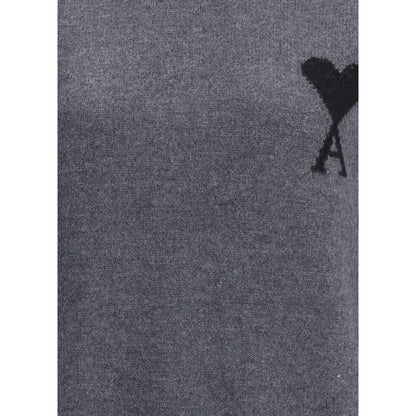 Ami Paris Gray Fleece Wool Turtleneck