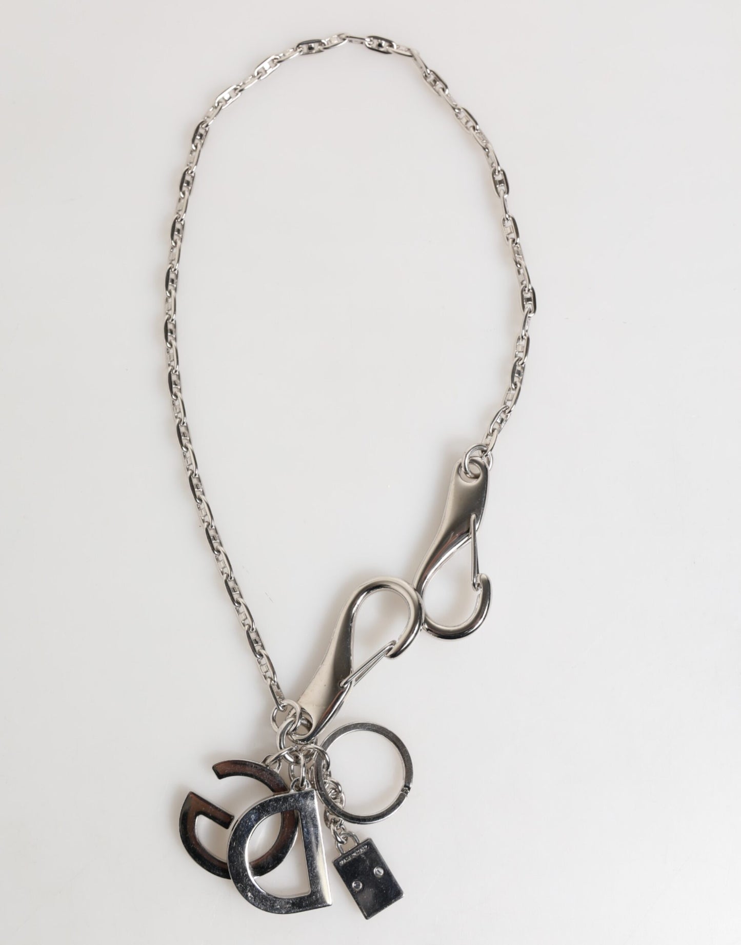 Dolce & Gabbana Silver DG Logo Key Holder Keychain Bag Charm Keyring