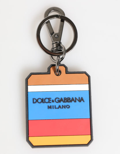Dolce & Gabbana Multicolor DG Rubber Logo Silver Men's Keychain Keyring
